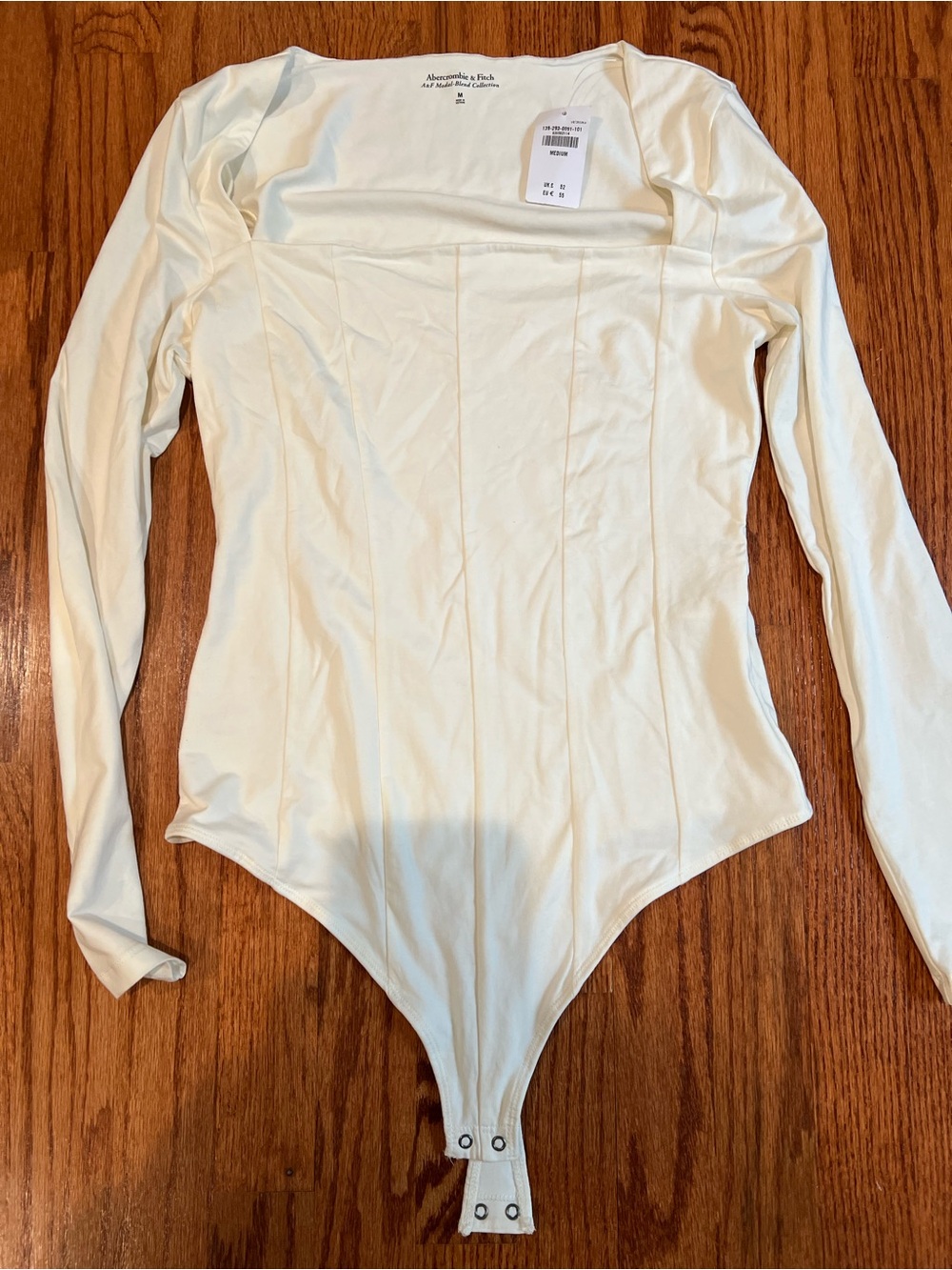 Abercrombie & Fitch Cream Long-Sleeve Bodysuit